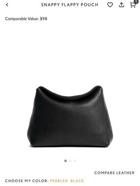 NWOT Portland Leather Snappy Flappy leather Pouch - Pebbled Black